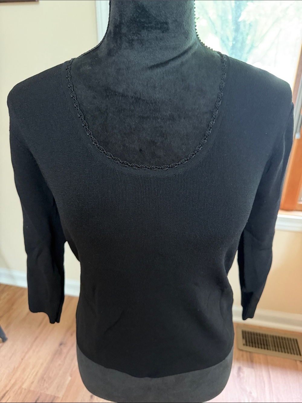 Joseph A Black Scoop Neck Knit Sweater, size M